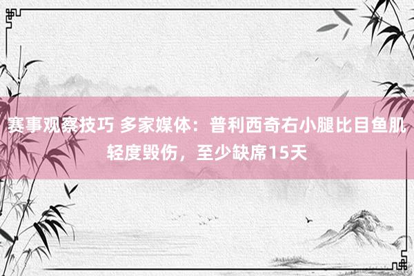 赛事观察技巧 多家媒体：普利西奇右小腿比目鱼肌轻度毁伤，至少缺席15天