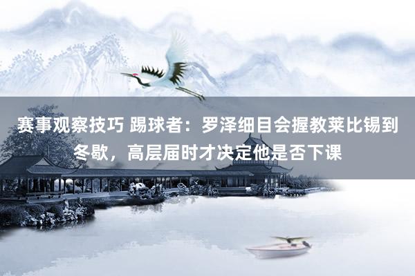 赛事观察技巧 踢球者：罗泽细目会握教莱比锡到冬歇，高层届时才决定他是否下课